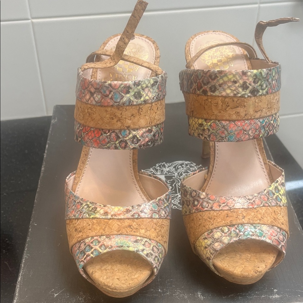 Vince Camuto Multicolor Cork Heels